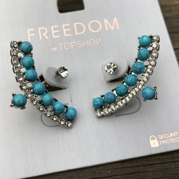 Topshop Jewelry - Topshop Earrings silver Tone ear Jack Turquoise Be